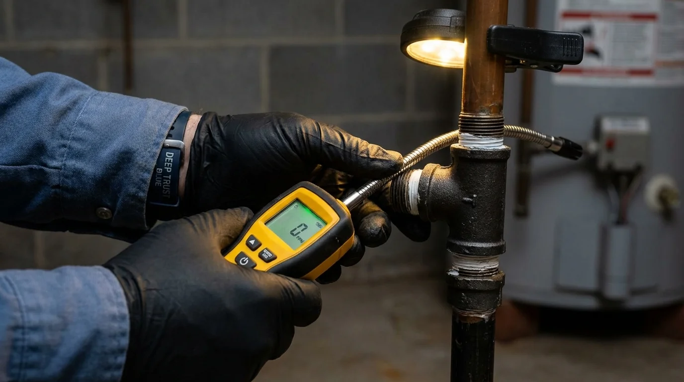 Gas leak detection with electronic sniffer by Johns Plumbing LLC in Tuscaloosa