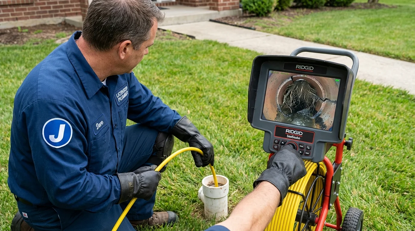 Sewer camera inspection being performed by Johns Plumbing LLC in Tuscaloosa