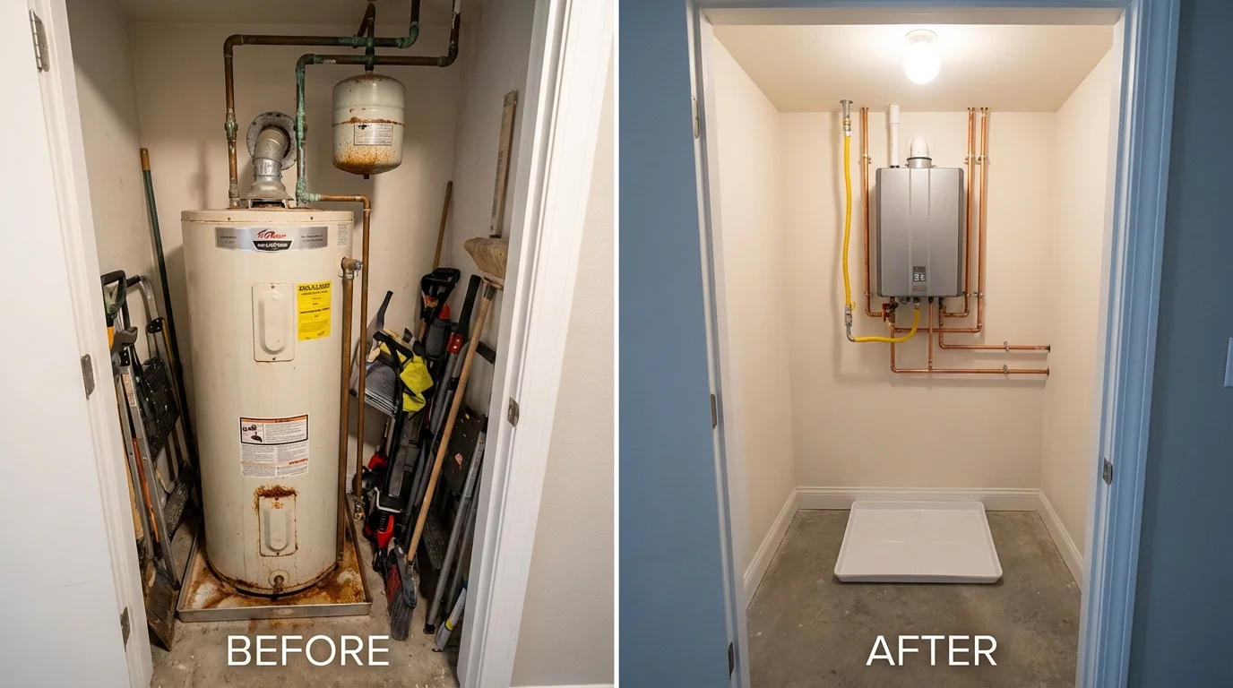 Tank water heater versus wall-mounted tankless unit comparison for Tuscaloosa, AL homeowners